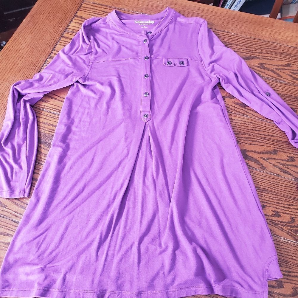 Soft Surroundings purple half button tunic  sz XS